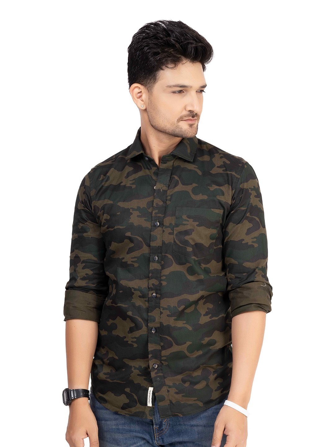 

TBS- THE BARGAIN STREET Men Comfort Opaque Printed Casual Shirt, Green