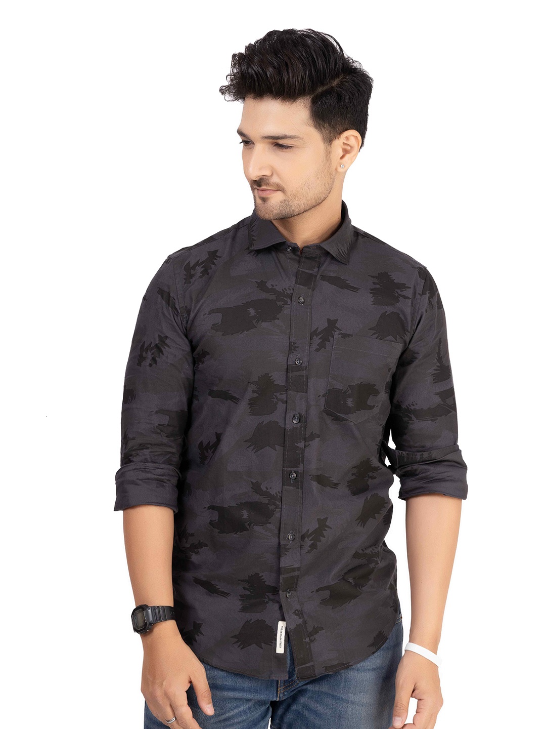 

TBS- THE BARGAIN STREET Men Comfort Opaque Printed Casual Shirt, Grey