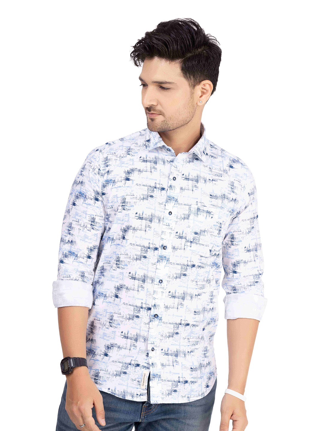 

TBS- THE BARGAIN STREET Men Comfort Opaque Printed Casual Shirt, White