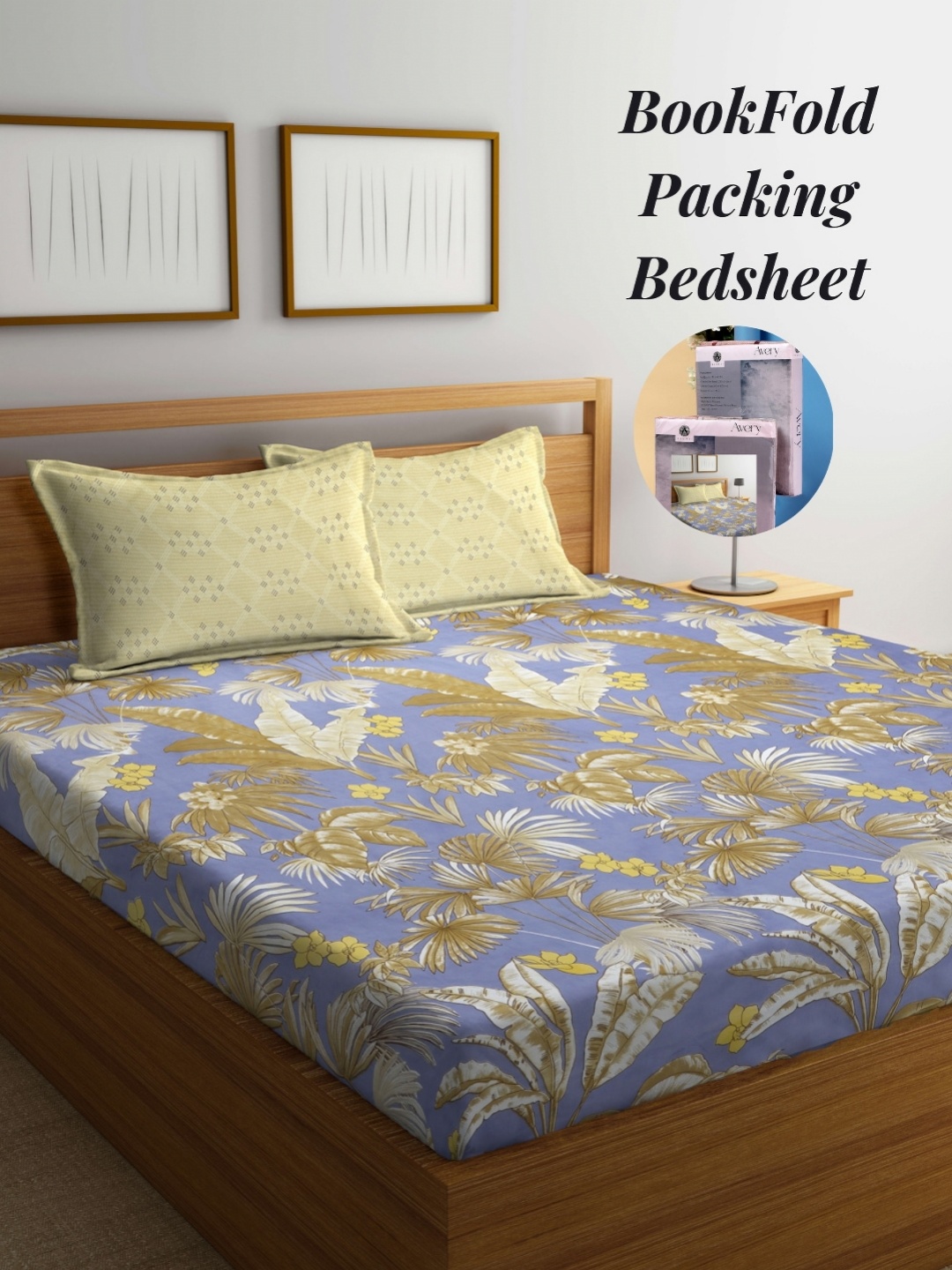 

Arrabi Grey & Yellow Floral 300 TC King Bedsheet with 2 Pillow Covers