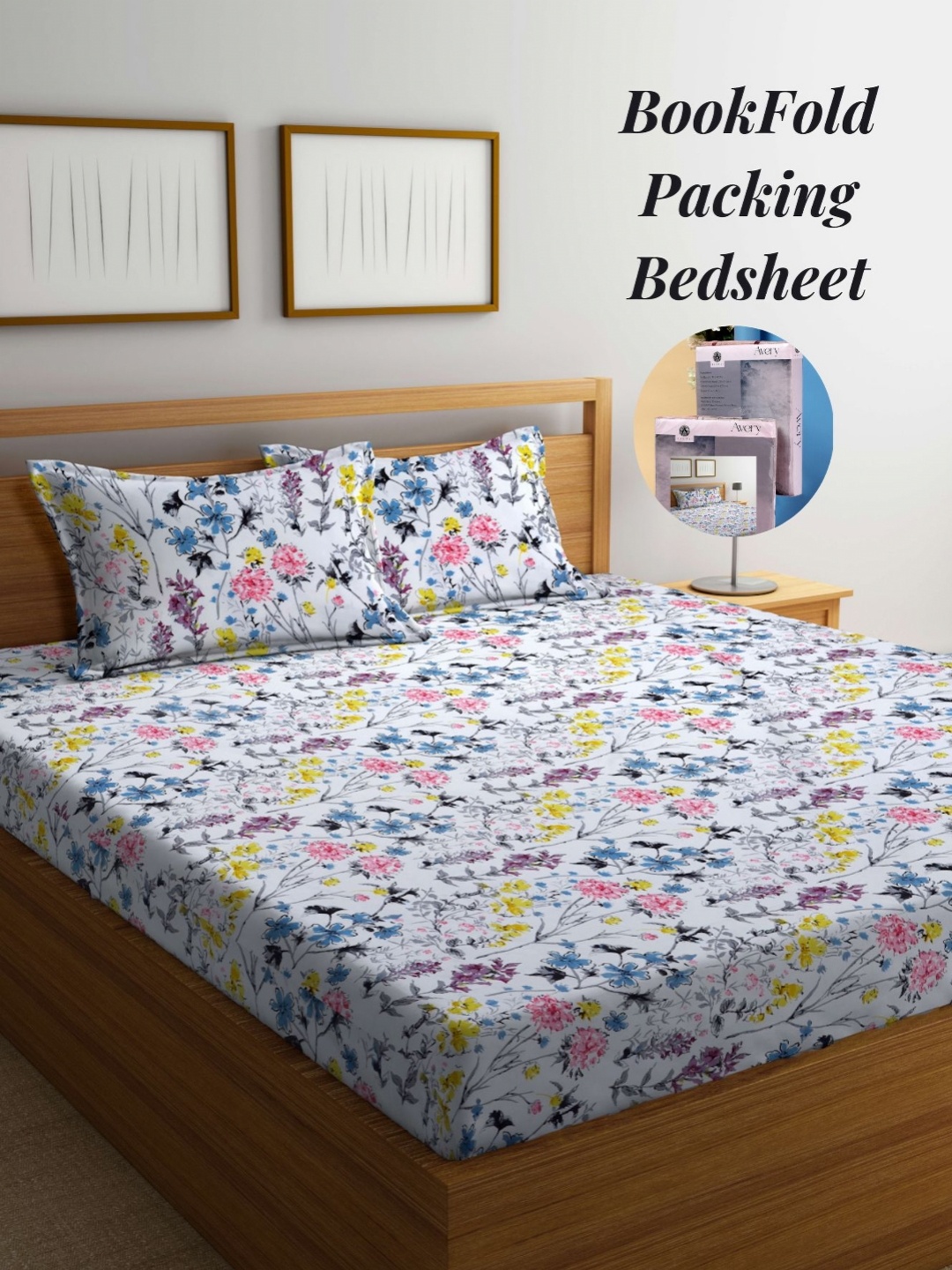 

Arrabi White & Pink Floral 300 TC King Bedsheet with 2 Pillow Covers