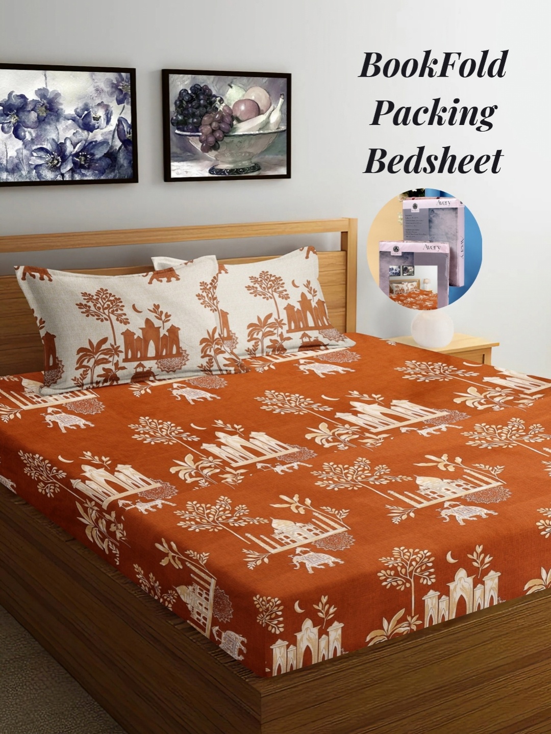 

Arrabi Brown & Beige Ethnic Motifs 300 TC King Bedsheet with 2 Pillow Covers