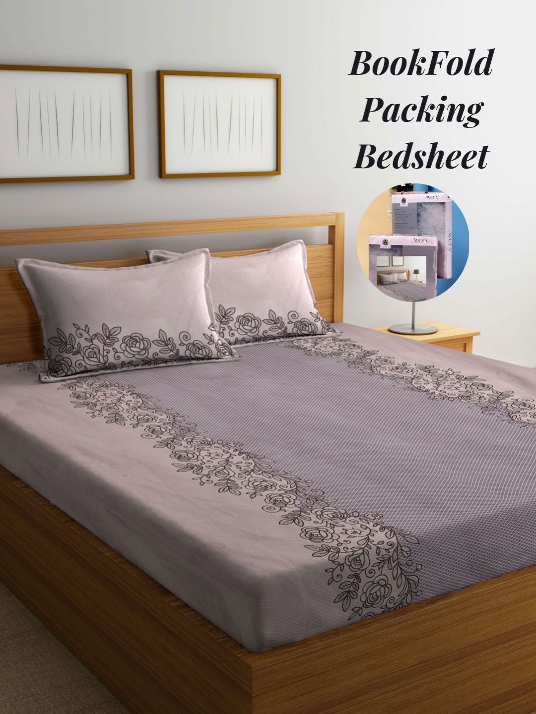 

Arrabi Brown & Pink Floral 300 TC King Bedsheet with 2 Pillow Covers
