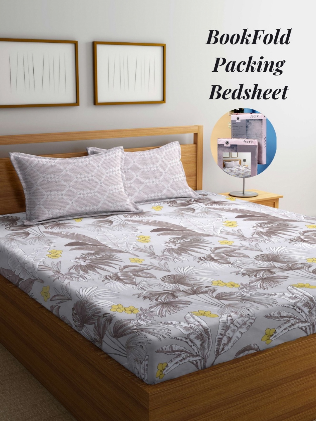 

Arrabi Brown & White Floral 300 TC King Bedsheet with 2 Pillow Covers