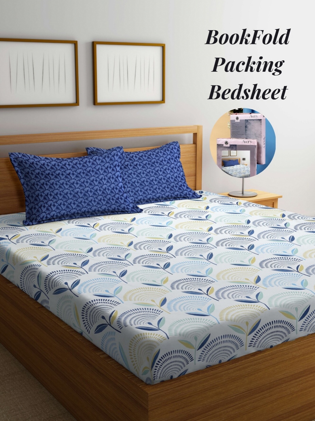 

Arrabi Blue & White Ethnic Motifs 300 TC King Bedsheet with 2 Pillow Covers