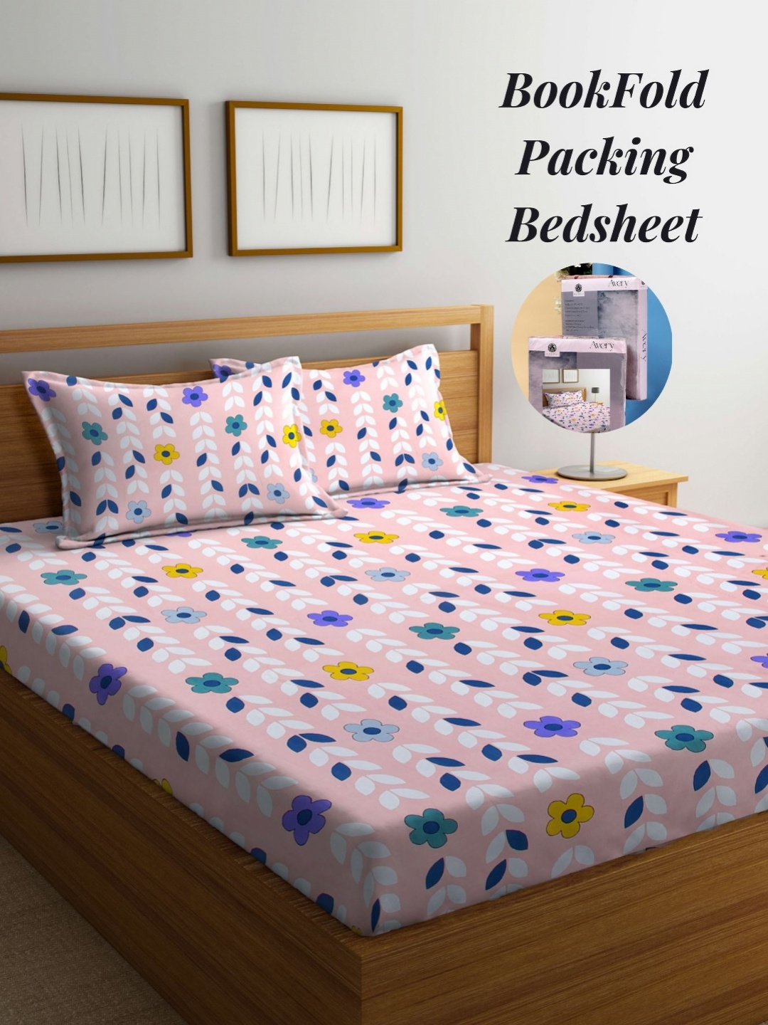 

Arrabi Pink & White Floral 300 TC King Bedsheet with 2 Pillow Covers