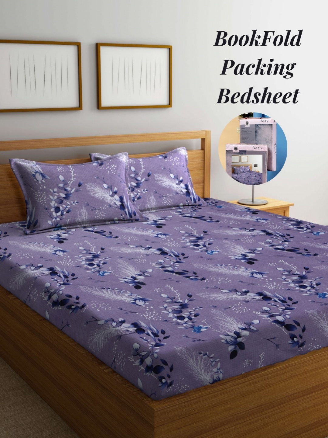 

Arrabi Grey & Blue Floral 300 TC King Bedsheet with 2 Pillow Covers