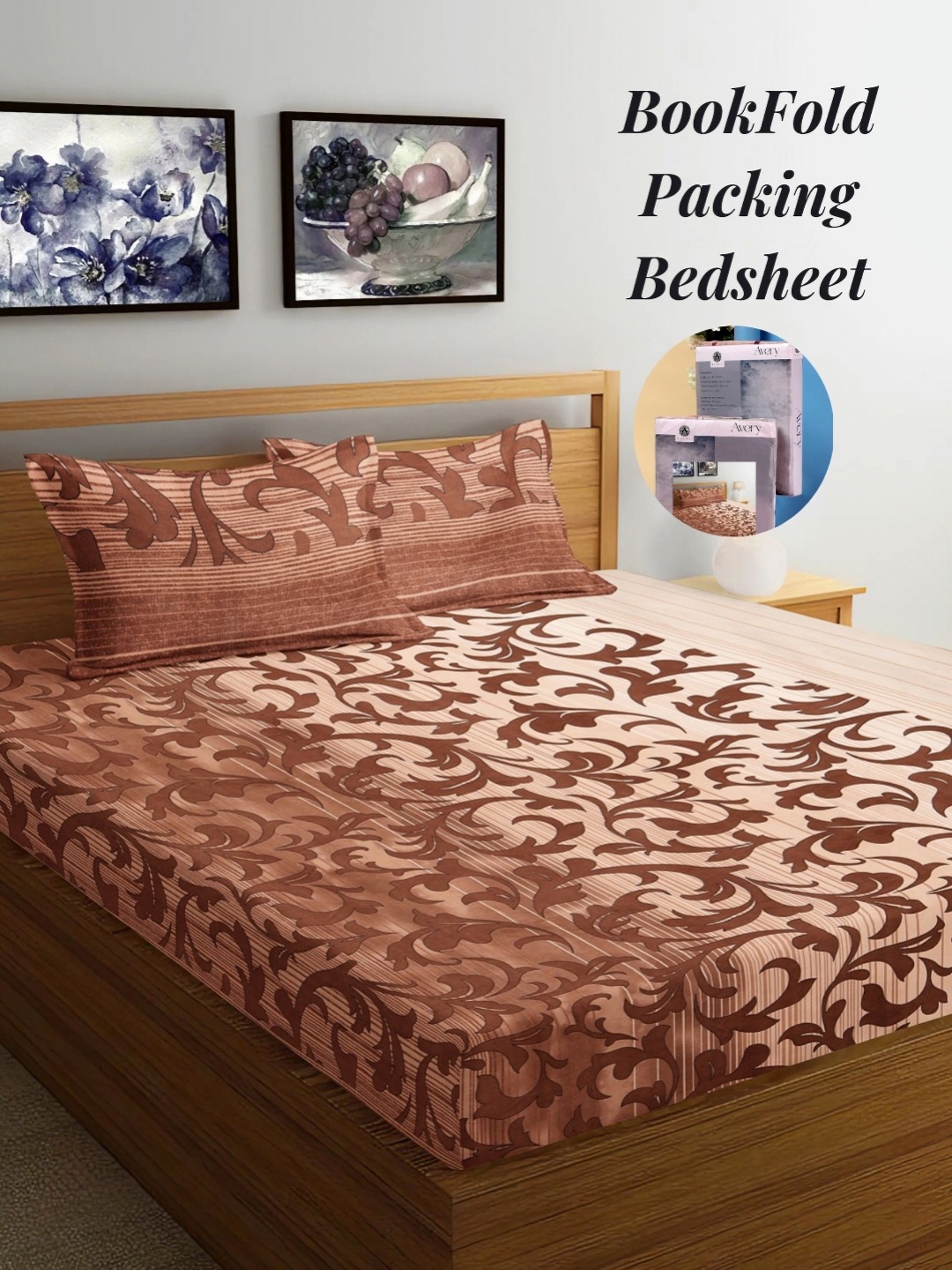 

Arrabi Brown & Beige Ethnic Motifs 300 TC King Bedsheet with 2 Pillow Covers