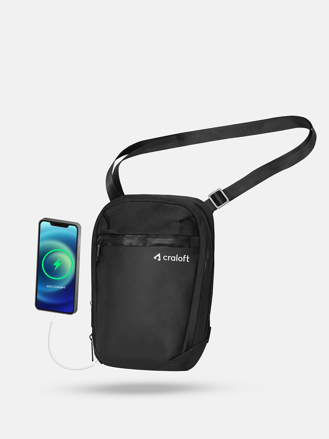 

Craloft Unisex Solid Messenger Bag, Black
