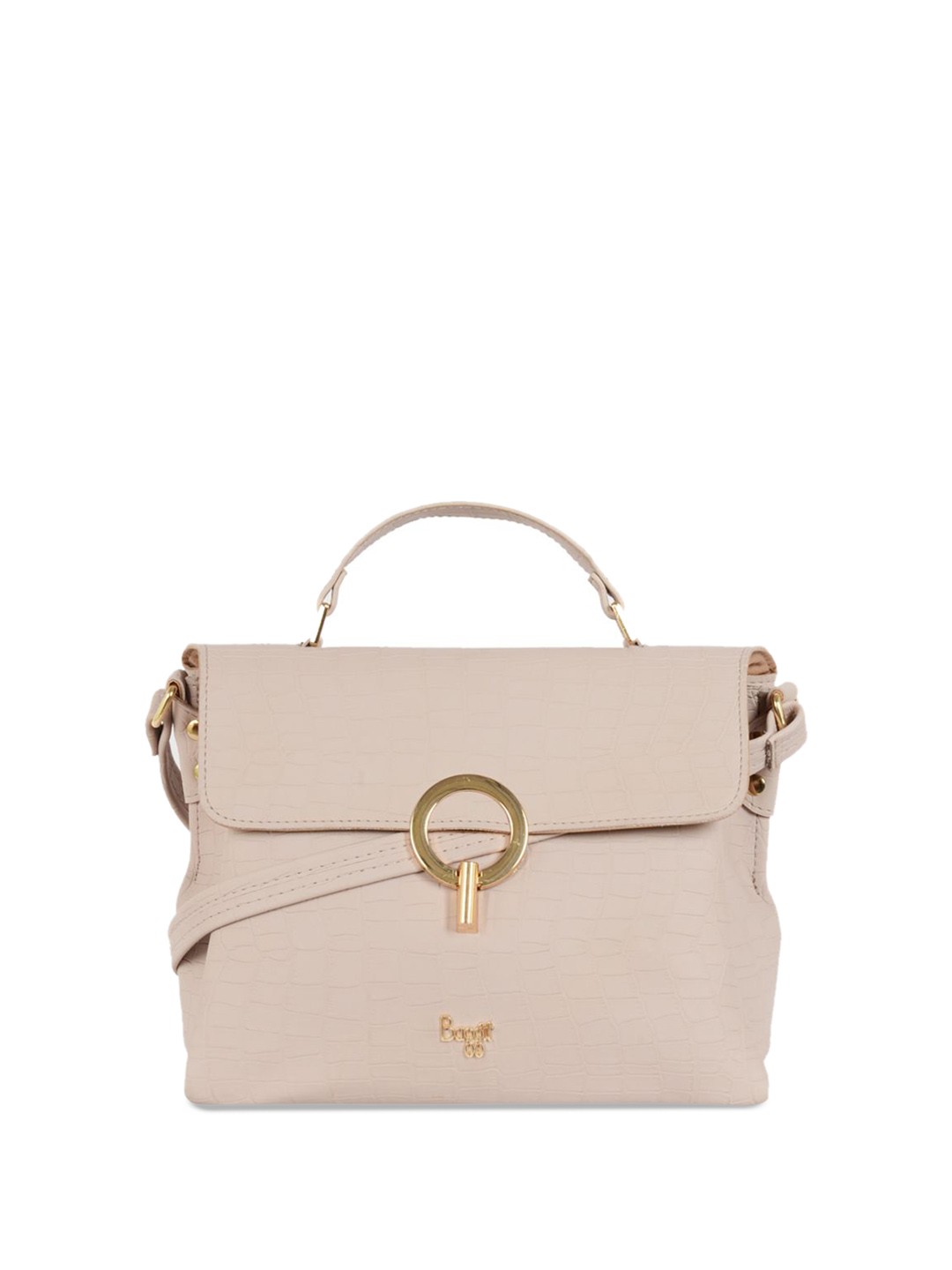 

Baggit L Reinvent M Tram 5 Textured Structured Satchel Bag, Pink