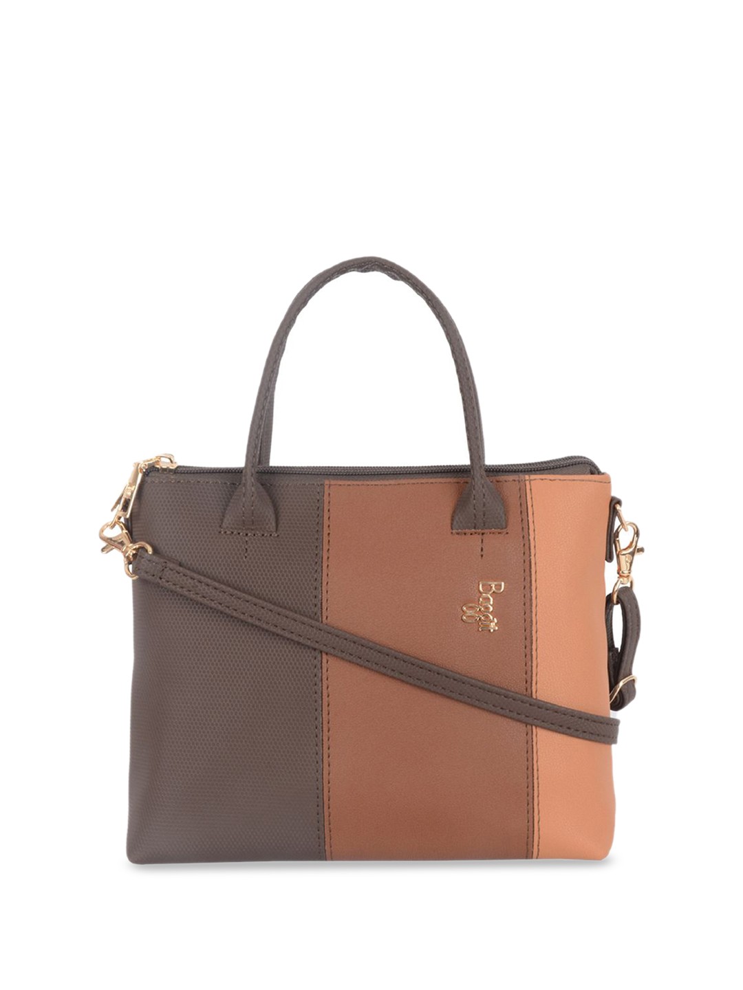 

Baggit Colourblocked PU Structured Shoulder Bag, Brown