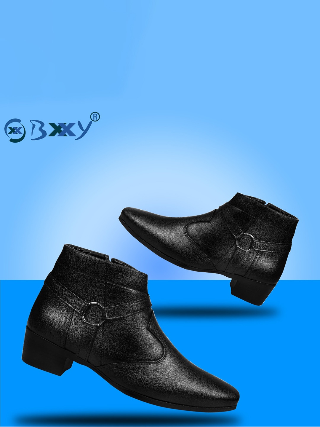 

Bxxy Men Round Toe Elevator Boots, Black