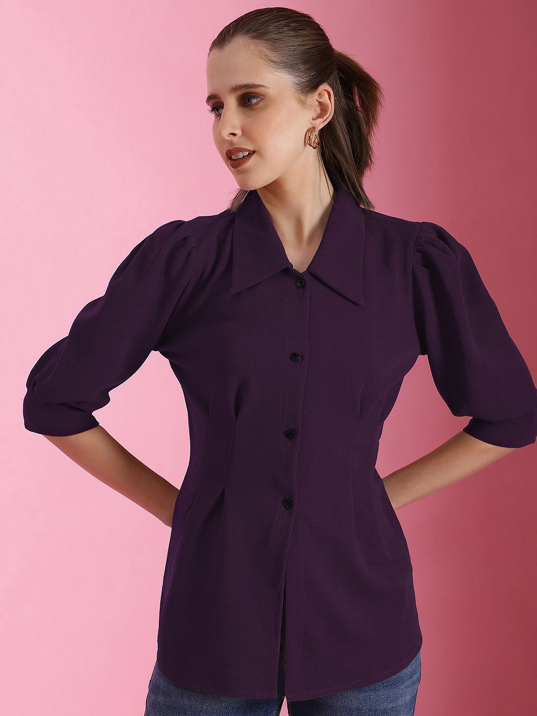 

Selvia Women Relaxed Opaque Casual Shirt, Purple