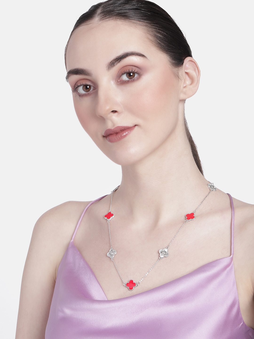 

Estele Rhodium-Plated Chain, Red