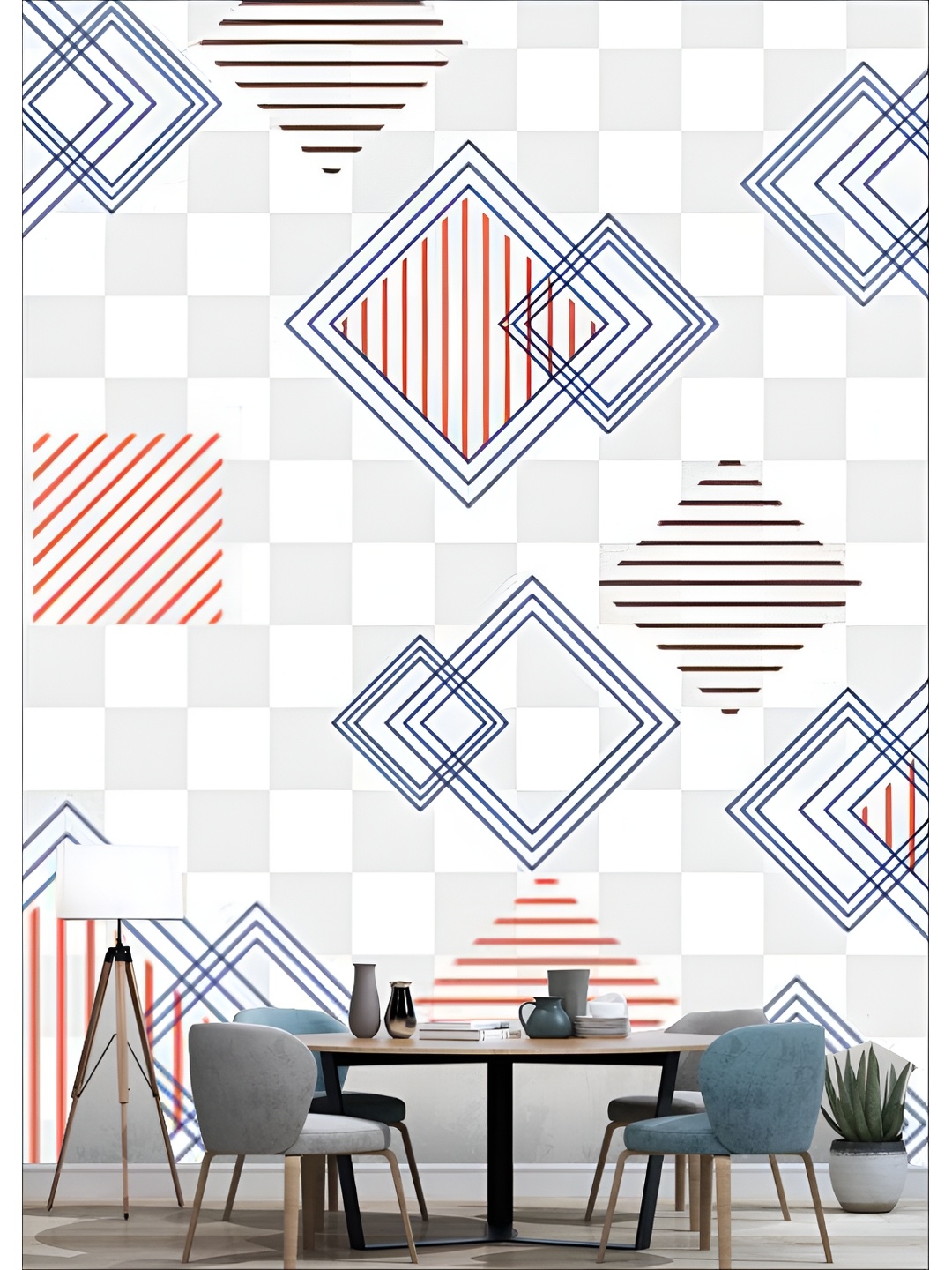 

Aura White & Blue 3D Geometric Printed Wall Panel