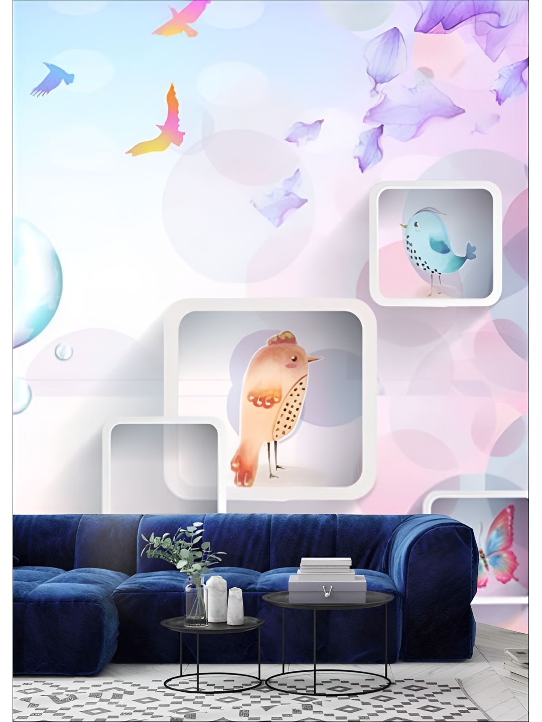 

Aura Purple & Blue Birds Printed Self Adhesive 3D Decals & Stickers