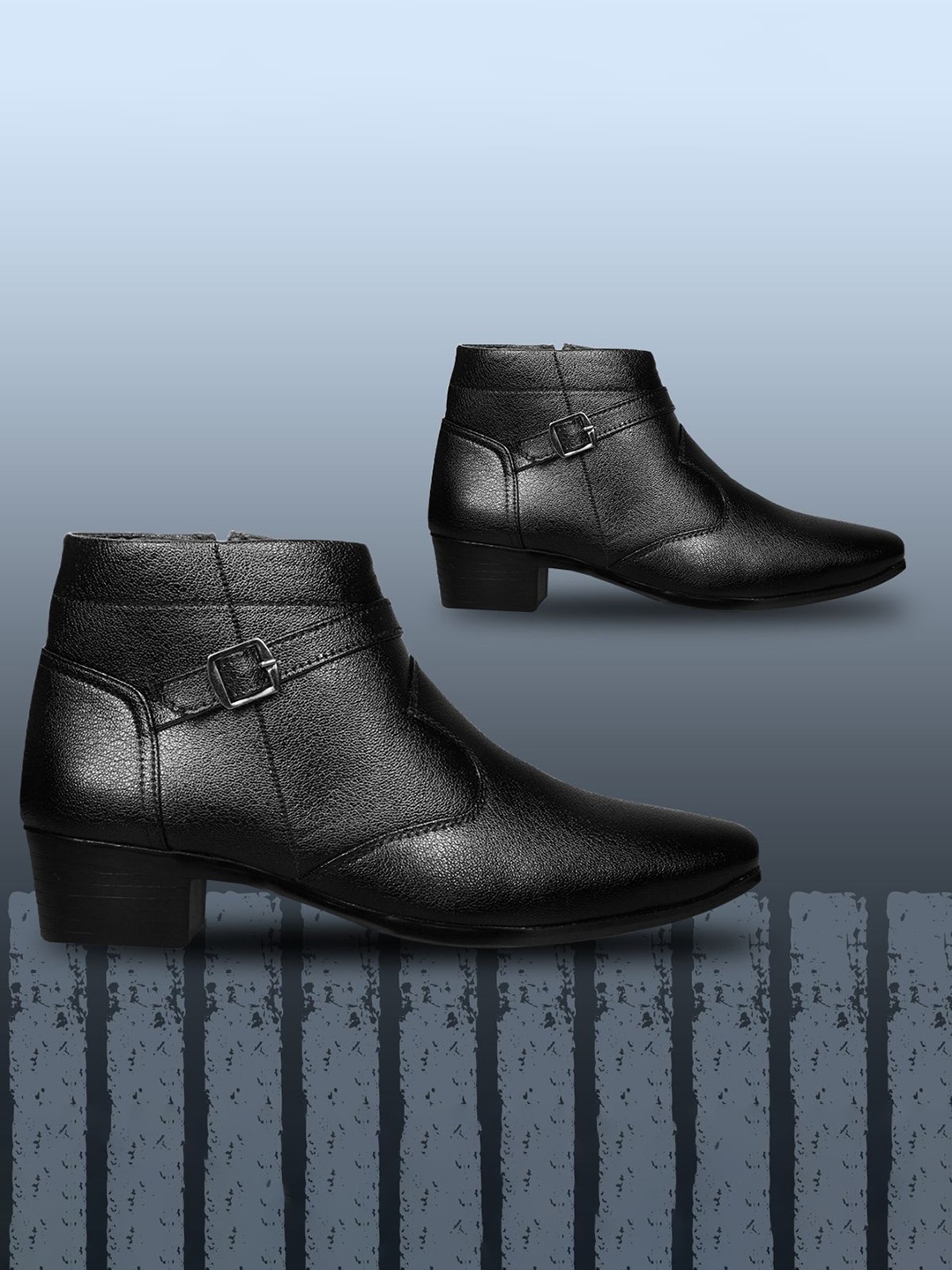 

Bxxy Men Pointed Toe Elevator Boots, Black
