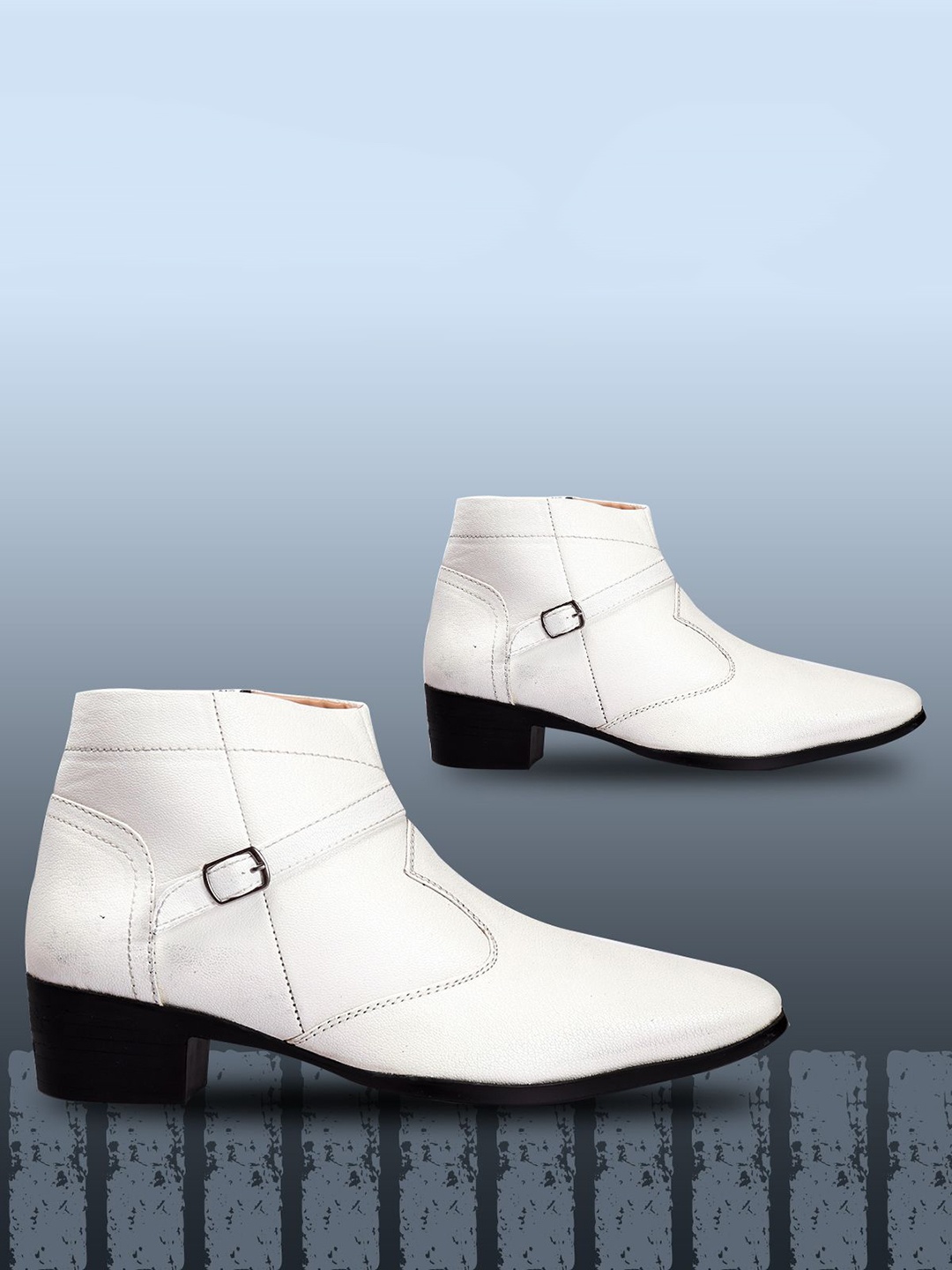 

Bxxy Men Pointed Toe Elevator Boots, White