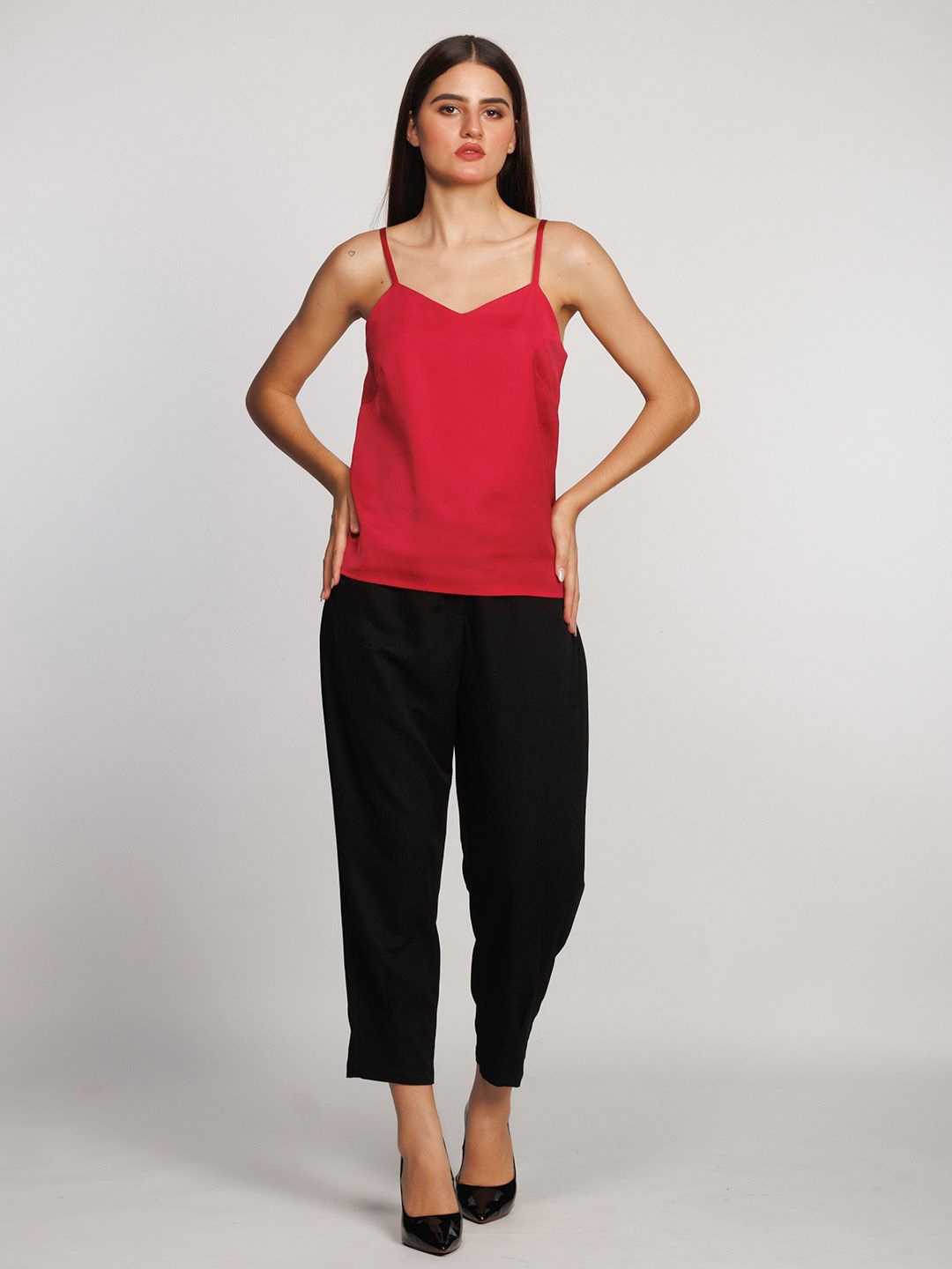 

Zink London Solid Shoulder Straps Tank Top, Maroon