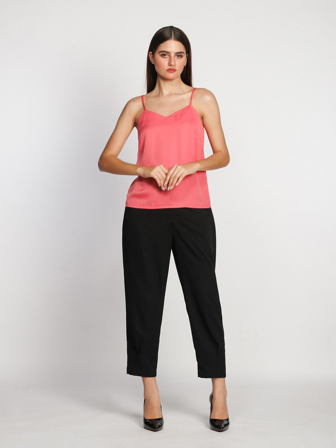 

Zink London Solid Shoulder Straps Tank Top, Pink