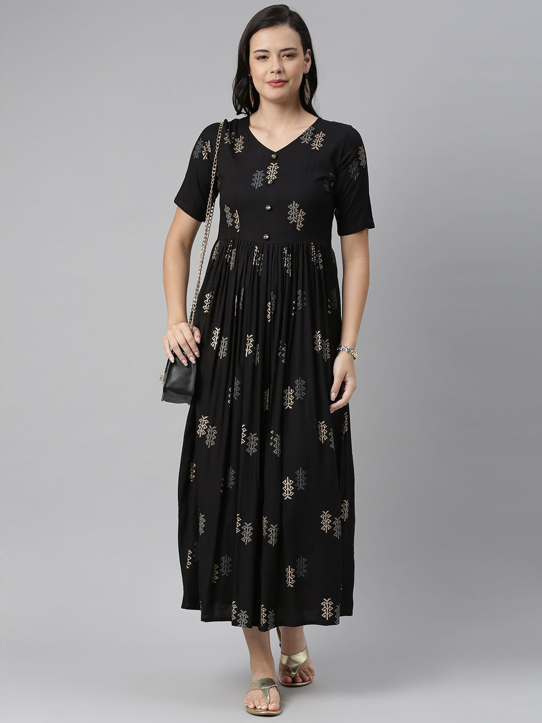 

Swishchick Floral Print Maxi Dress, Black