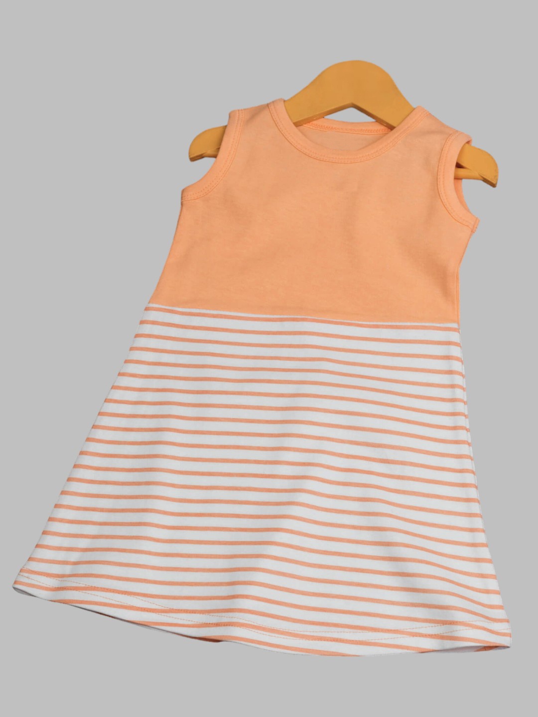 

BAESD Girls Striped Cotton A-Line Dress, Peach