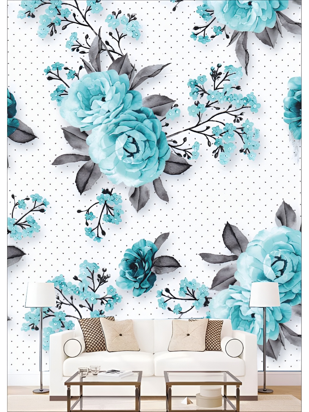 

Aura Blue & White Self Adhesive Abdtract-Printed Wall Sticker