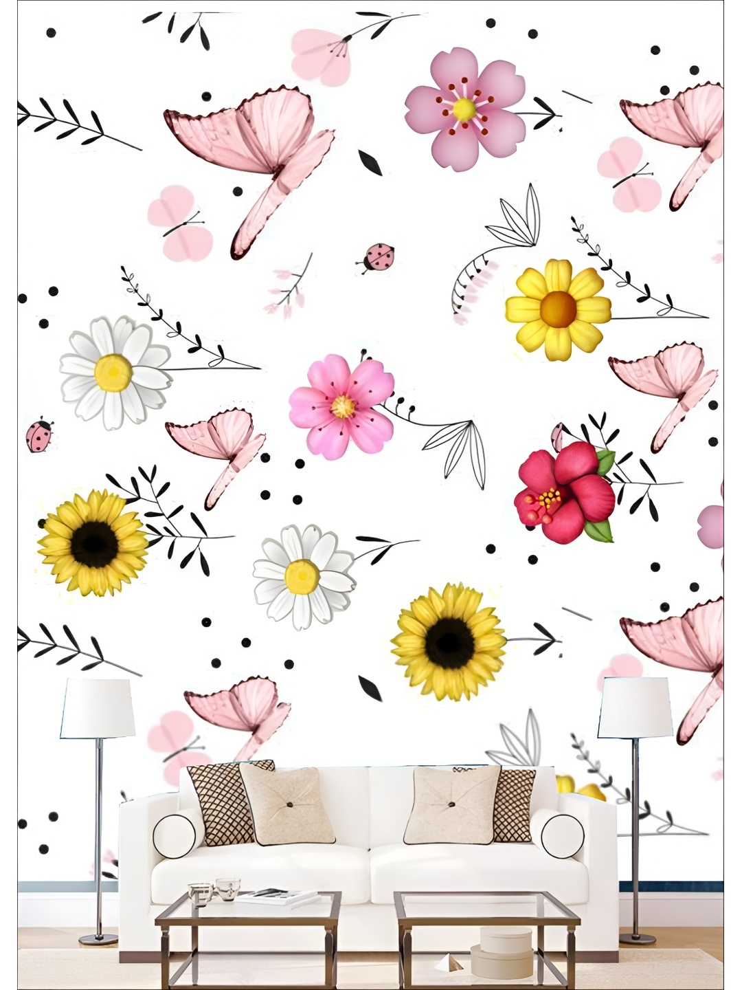 

Aura White & Yellow 3D Floral Printed Self Adhesive Wall Sticker