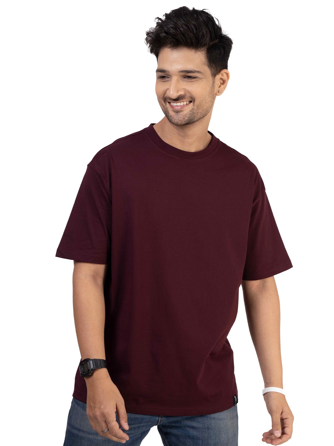 

TBS- THE BARGAIN STREET Men Oversized Cotton T-shirt, Maroon