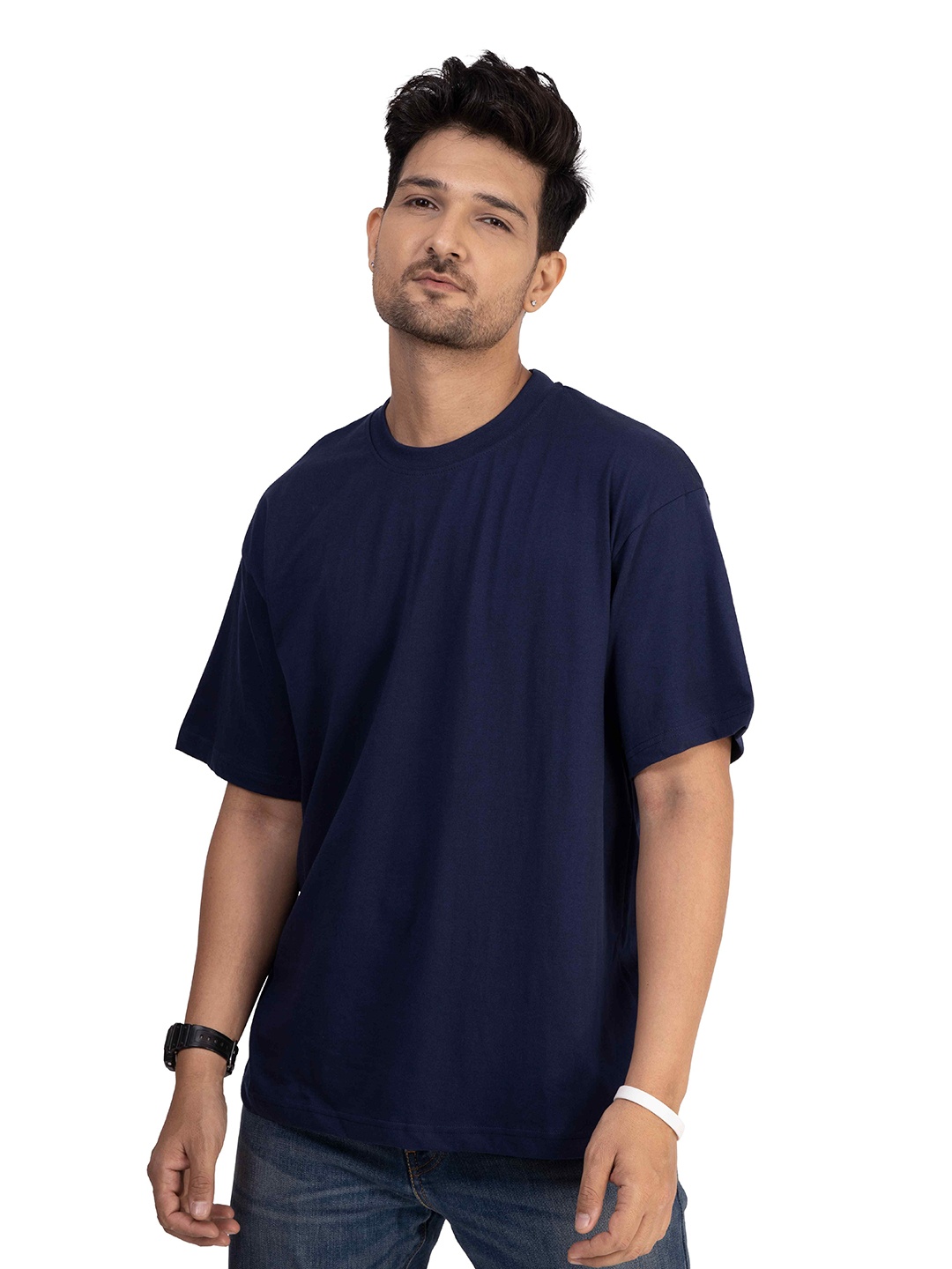 

TBS- THE BARGAIN STREET Men Oversized Cotton T-shirt, Navy blue