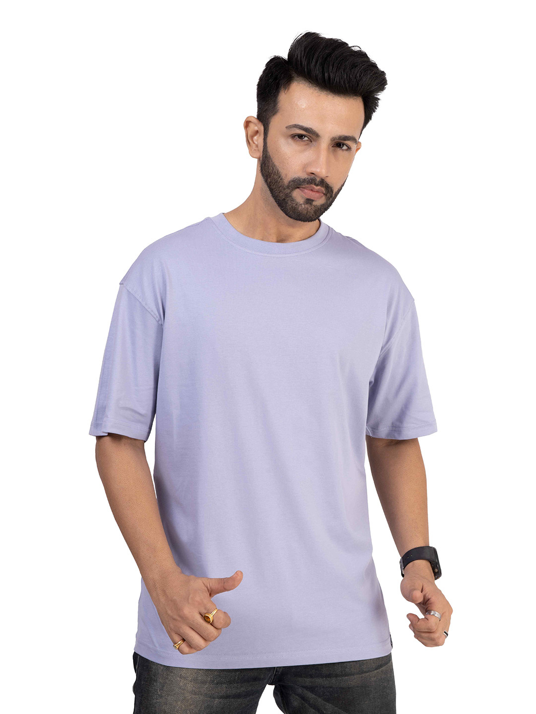 

TBS- THE BARGAIN STREET Men Oversized Cotton T-shirt, Lavender