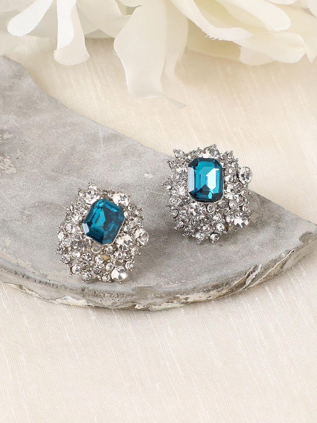 

SOHI Contemporary Studs Earrings, Green