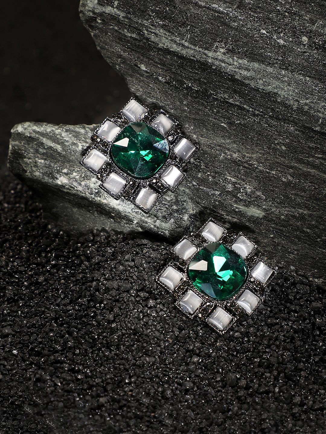 

SOHI Contemporary Studs Earrings, Green