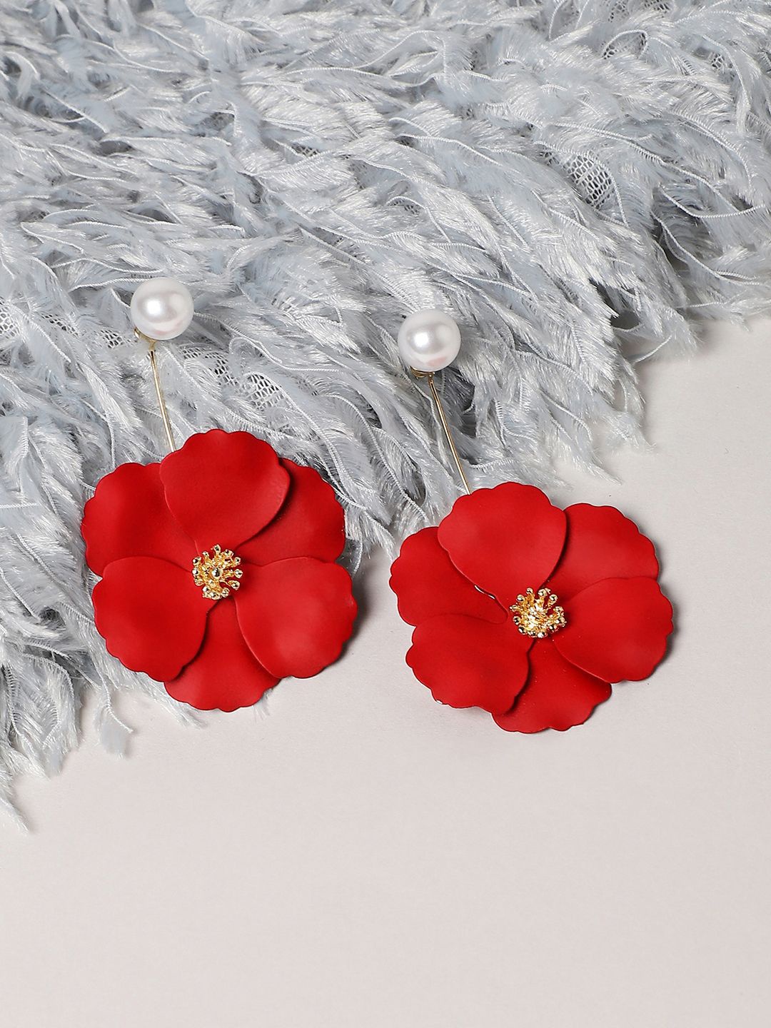 

SOHI Contemporary Drop Earrings, Red