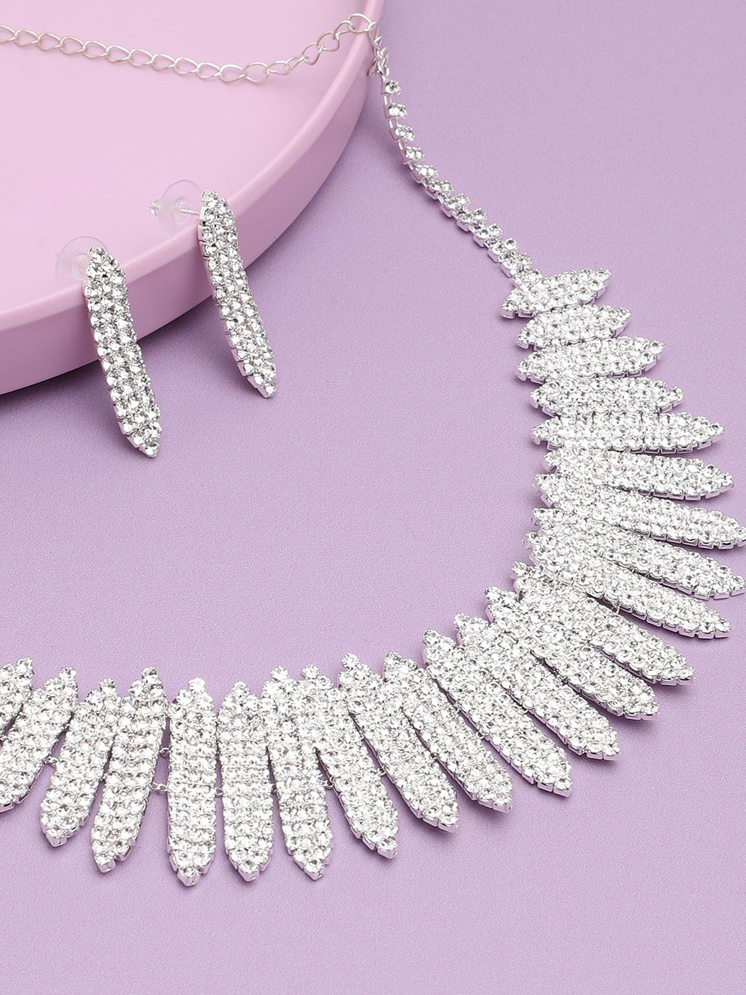 

SOHI Silver-Plated Stone-Studded Jewellery Set