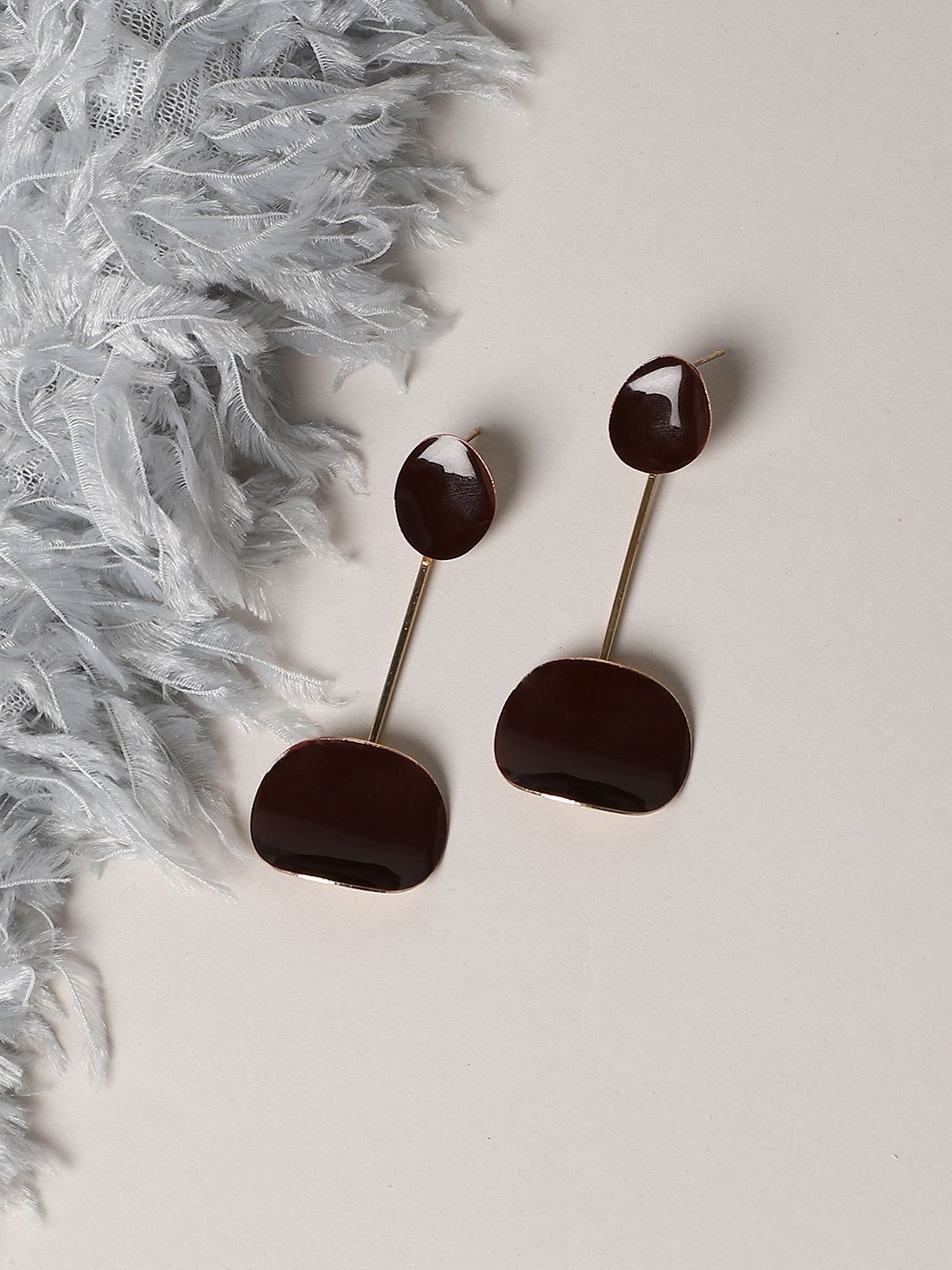 

SOHI Contemporary Studs Earrings, Brown