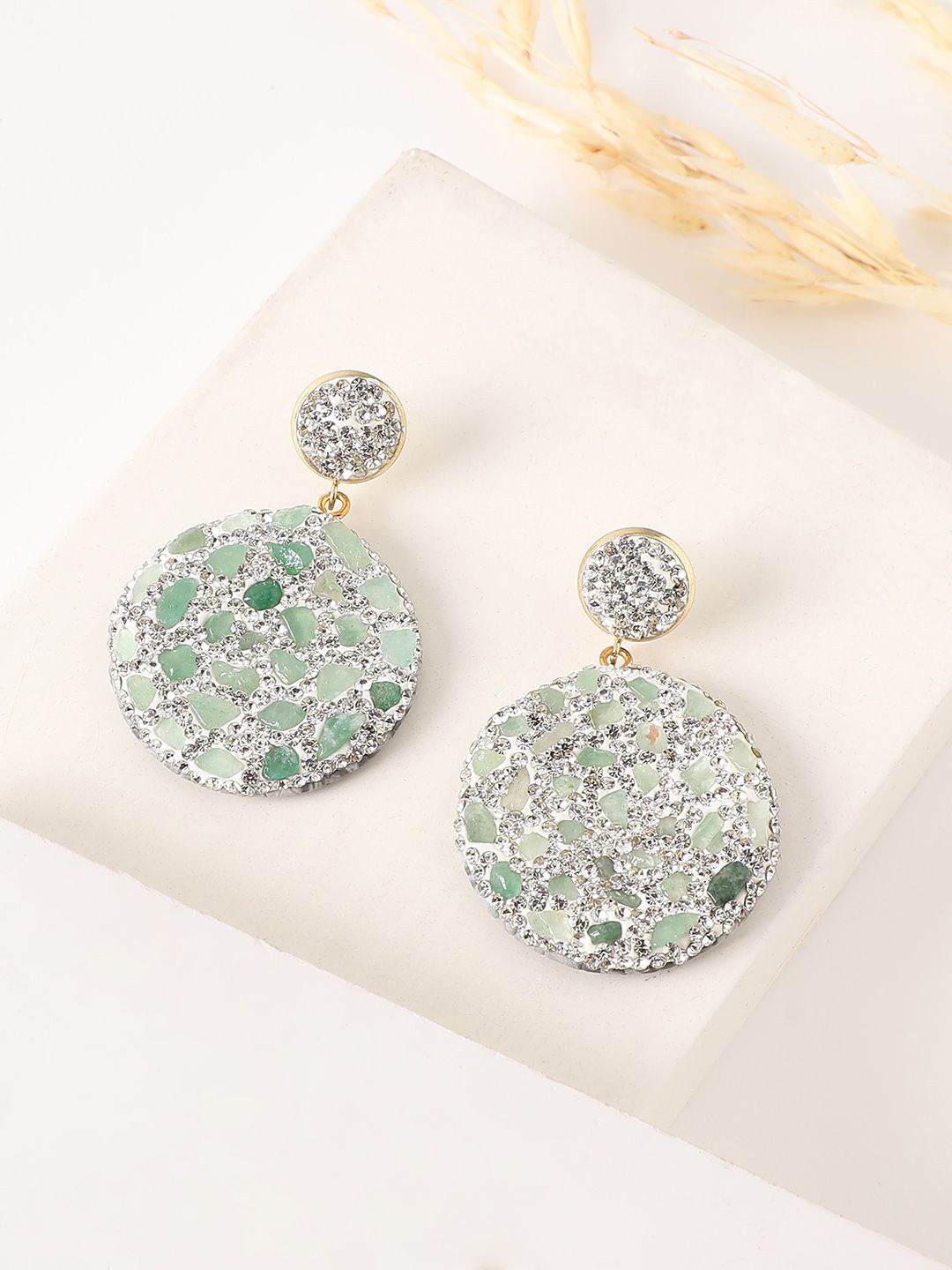 

SOHI Contemporary Drop Earrings, Green