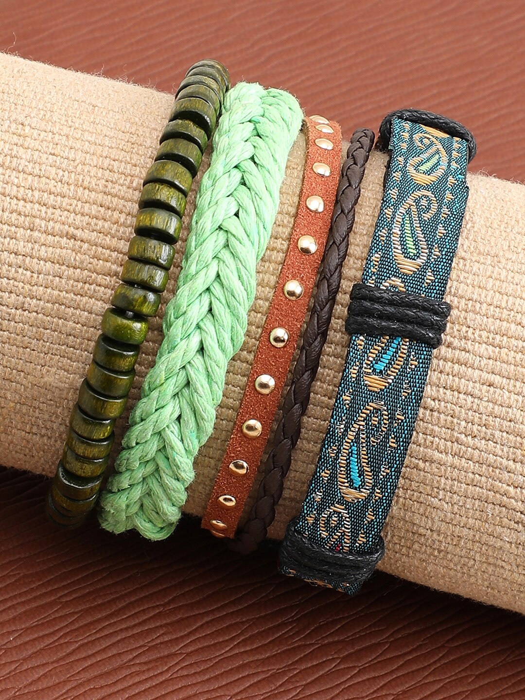 

SOHI Set Of 4 PU Leather Wraparound Bracelets, Brown
