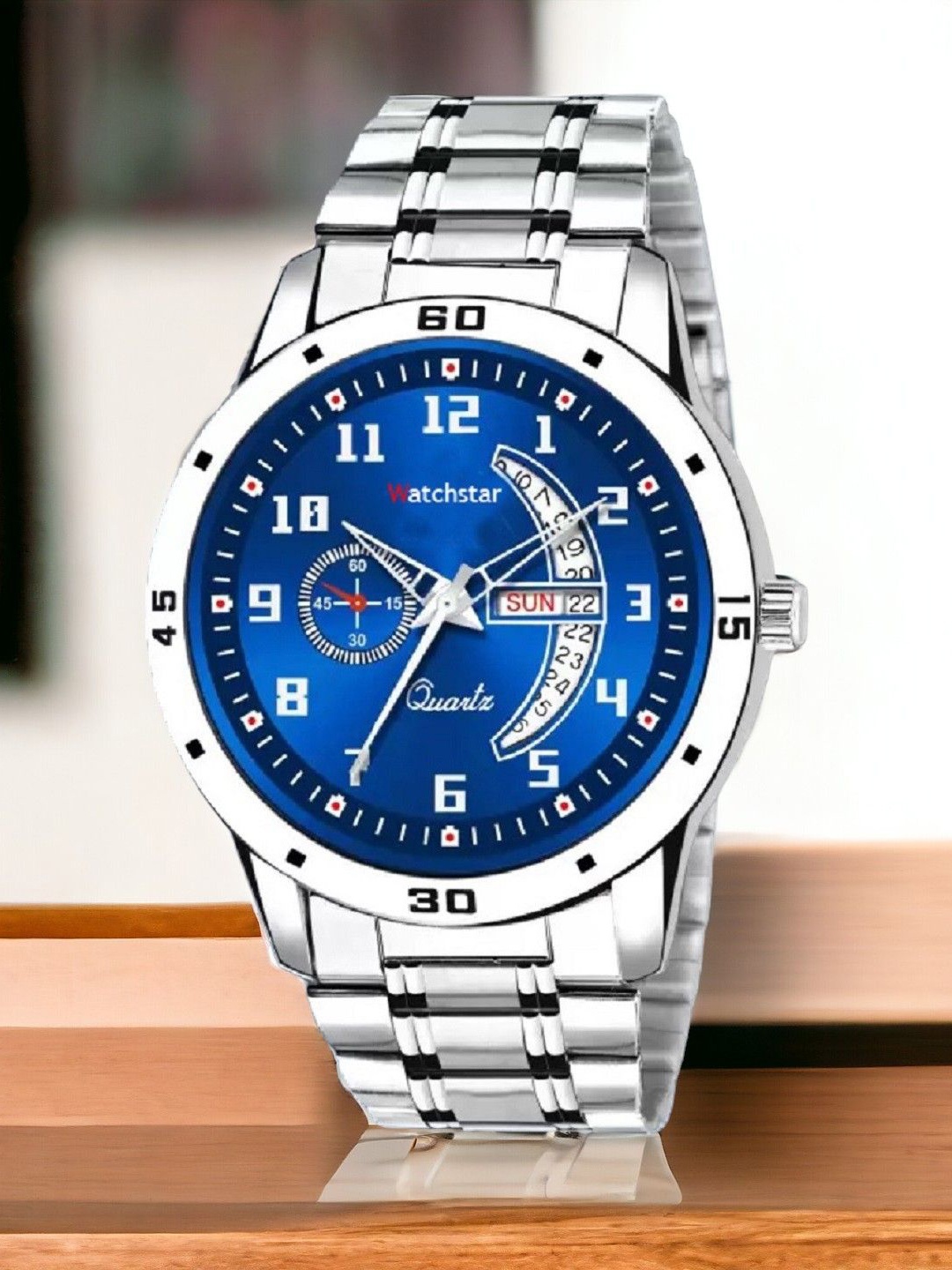 

WATCHSTAR Men Embellished Dial & Stainless Steel Bracelet Style Straps Analogue Watch DD Aveo Steel BlueRU, Blue