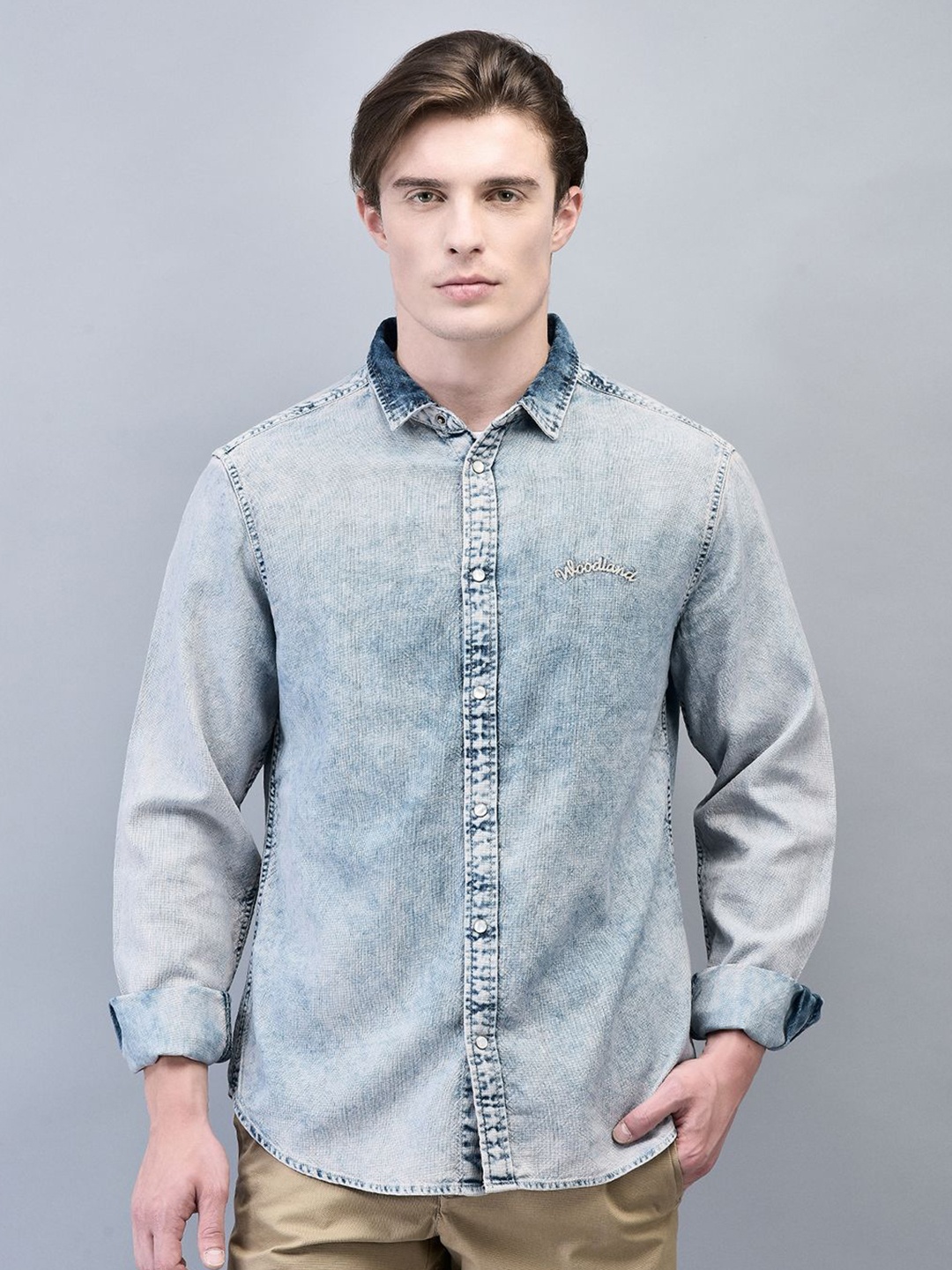 

Woodland Men Faded Opaque Faded Casual Shirt, Blue