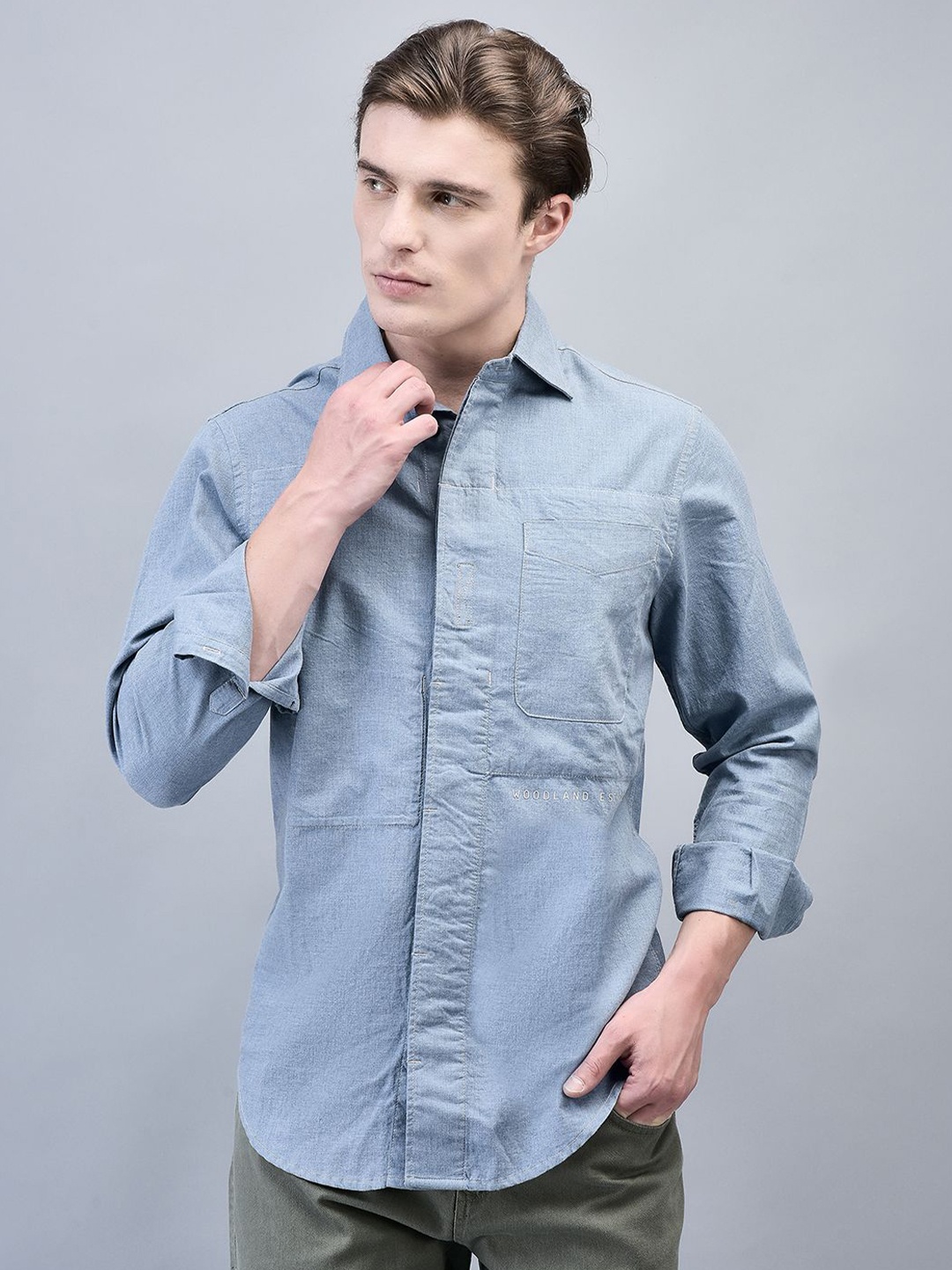 

Woodland Men Opaque Casual Shirt, Blue