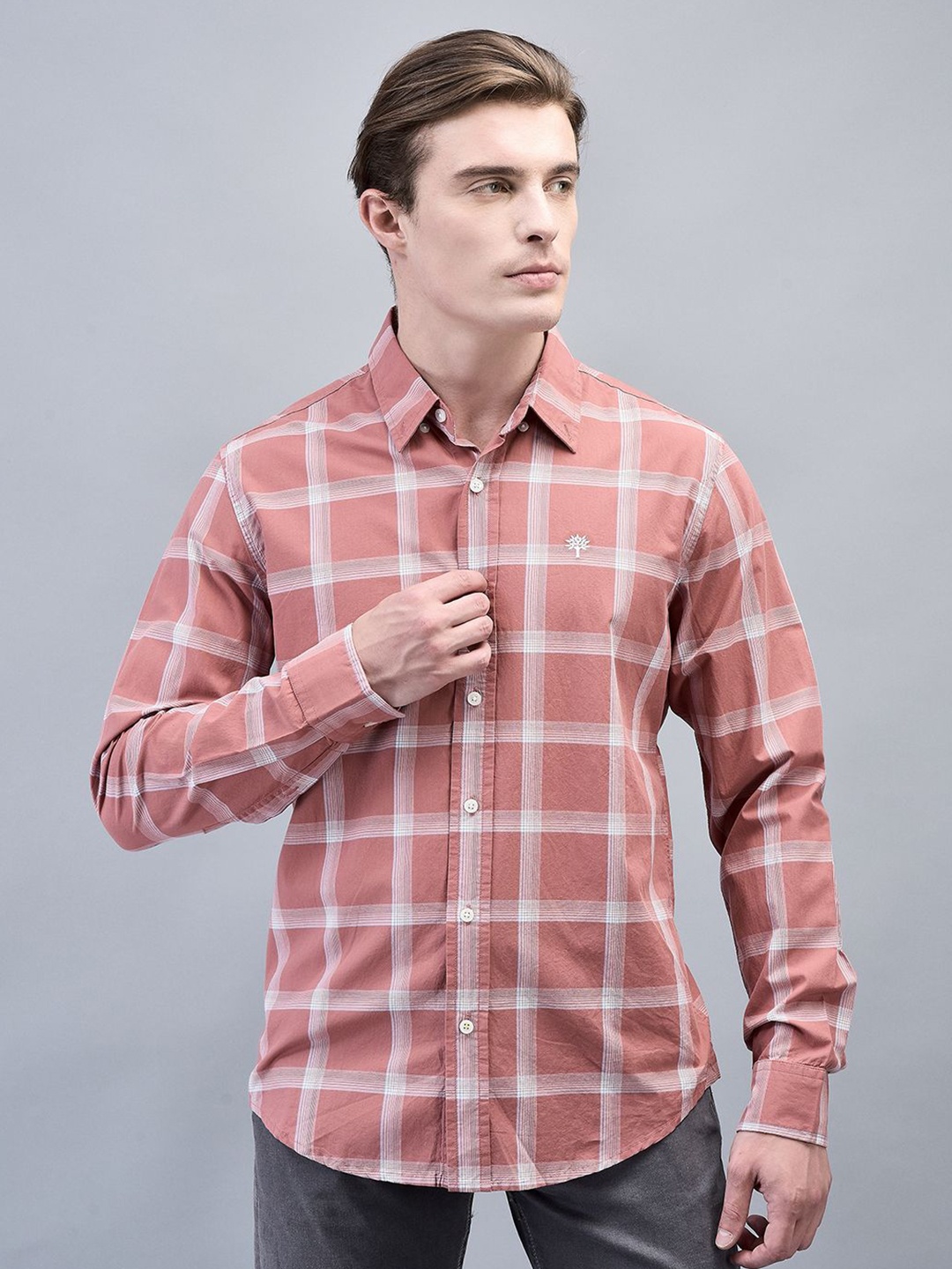 

Woodland Men Opaque Checked Casual Shirt, Red