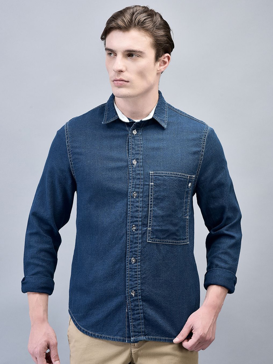 

Woodland Men Opaque Casual Shirt, Blue