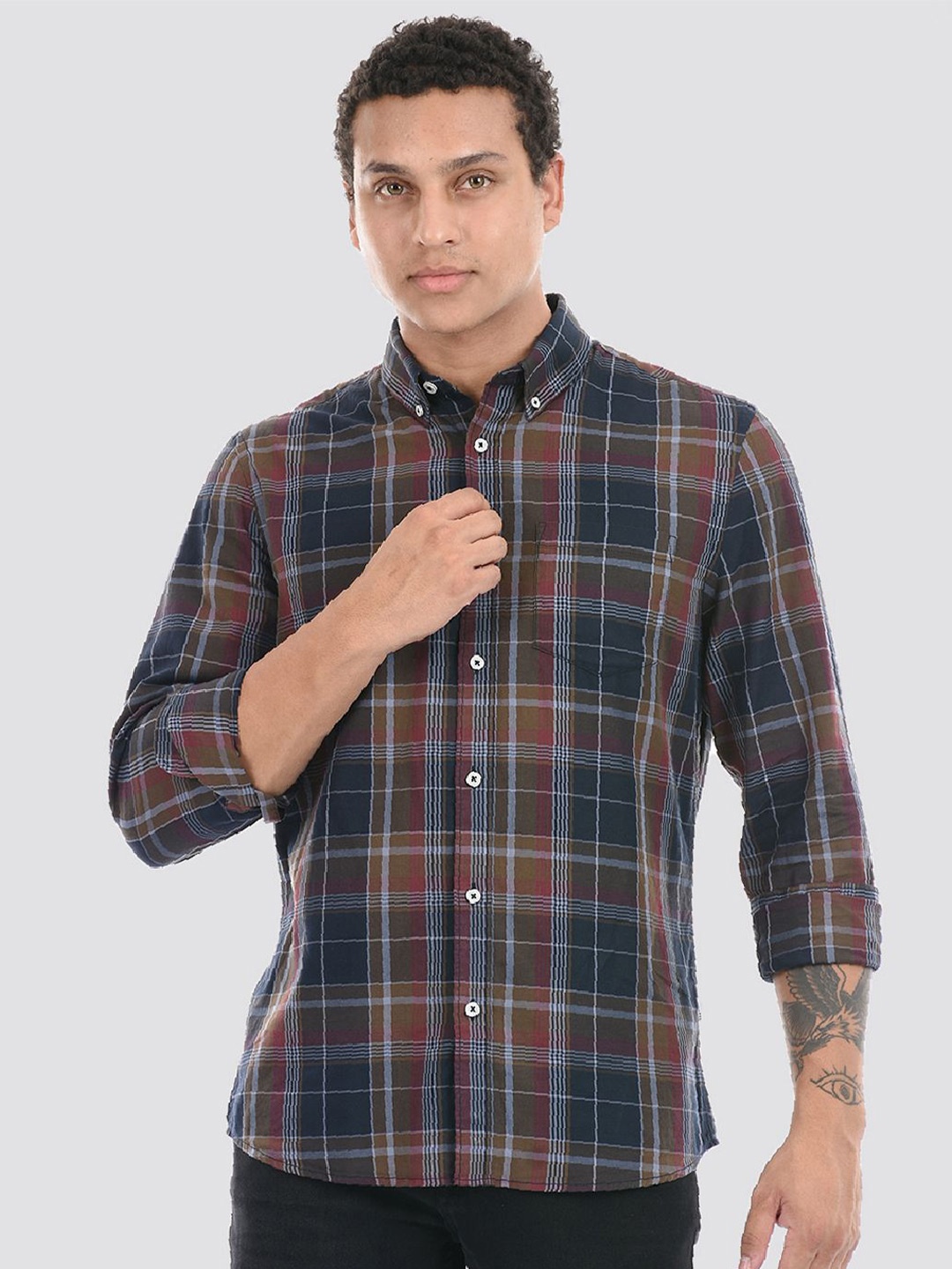 

LONDON FOG Men Tartan Checks Opaque Checked Casual Shirt, Multi