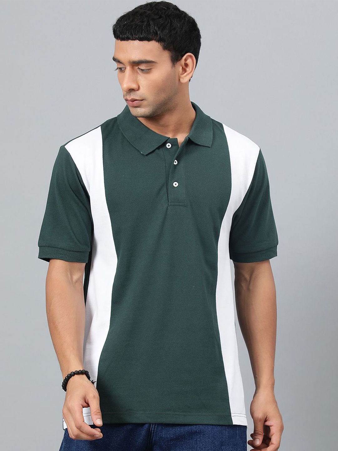 

Kotty Men Colourblocked Polo Collar T-shirt, Green