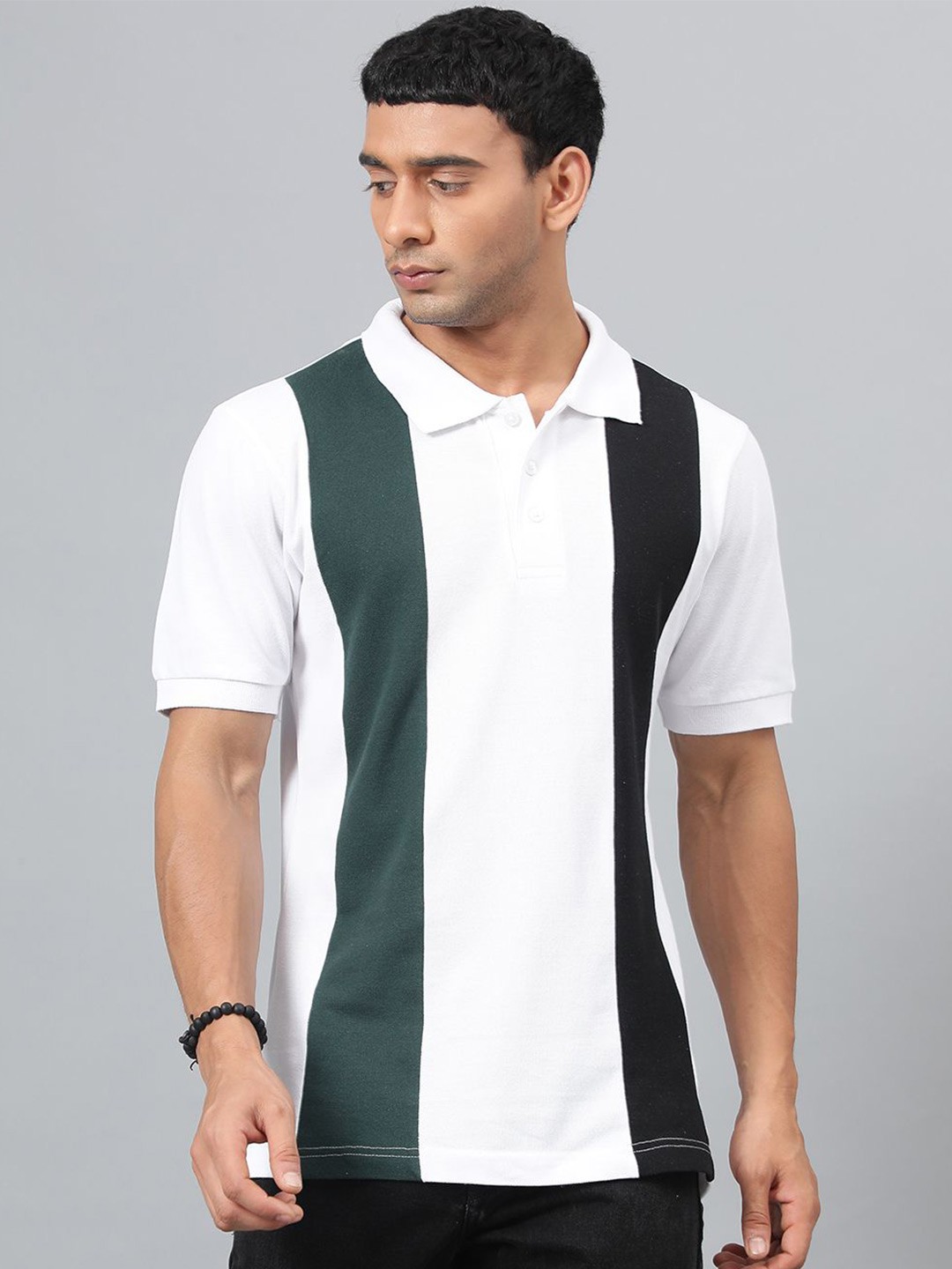 

Kotty Men Colourblocked Polo Collar T-shirt, White