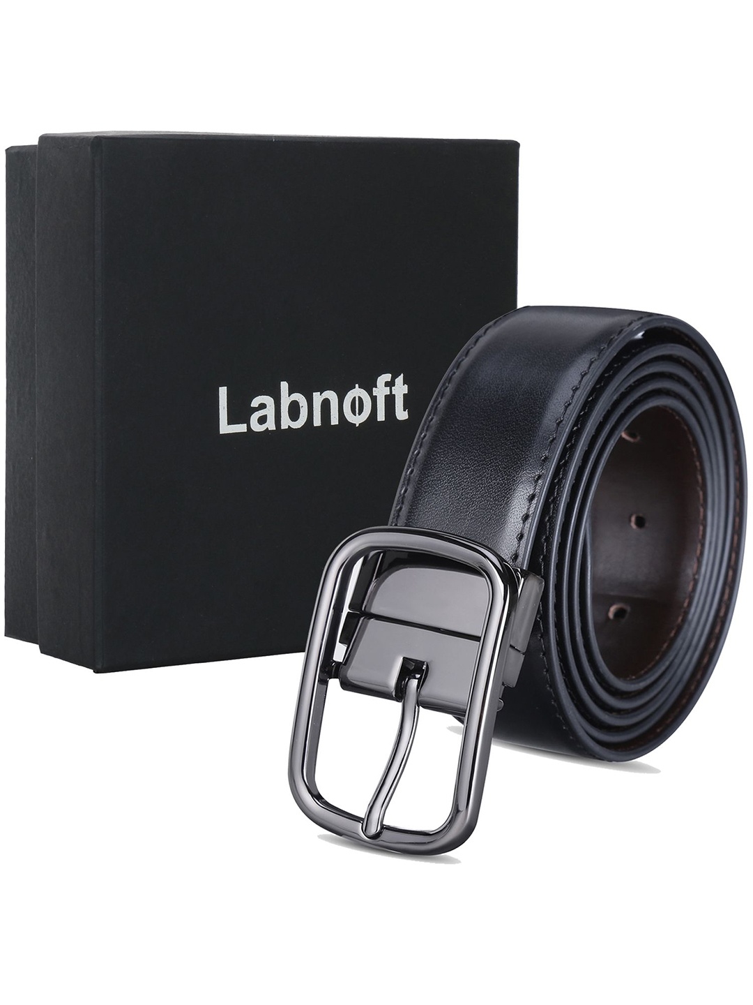 

Labnoft Men PU Reversible Formal Solid Belt, Black