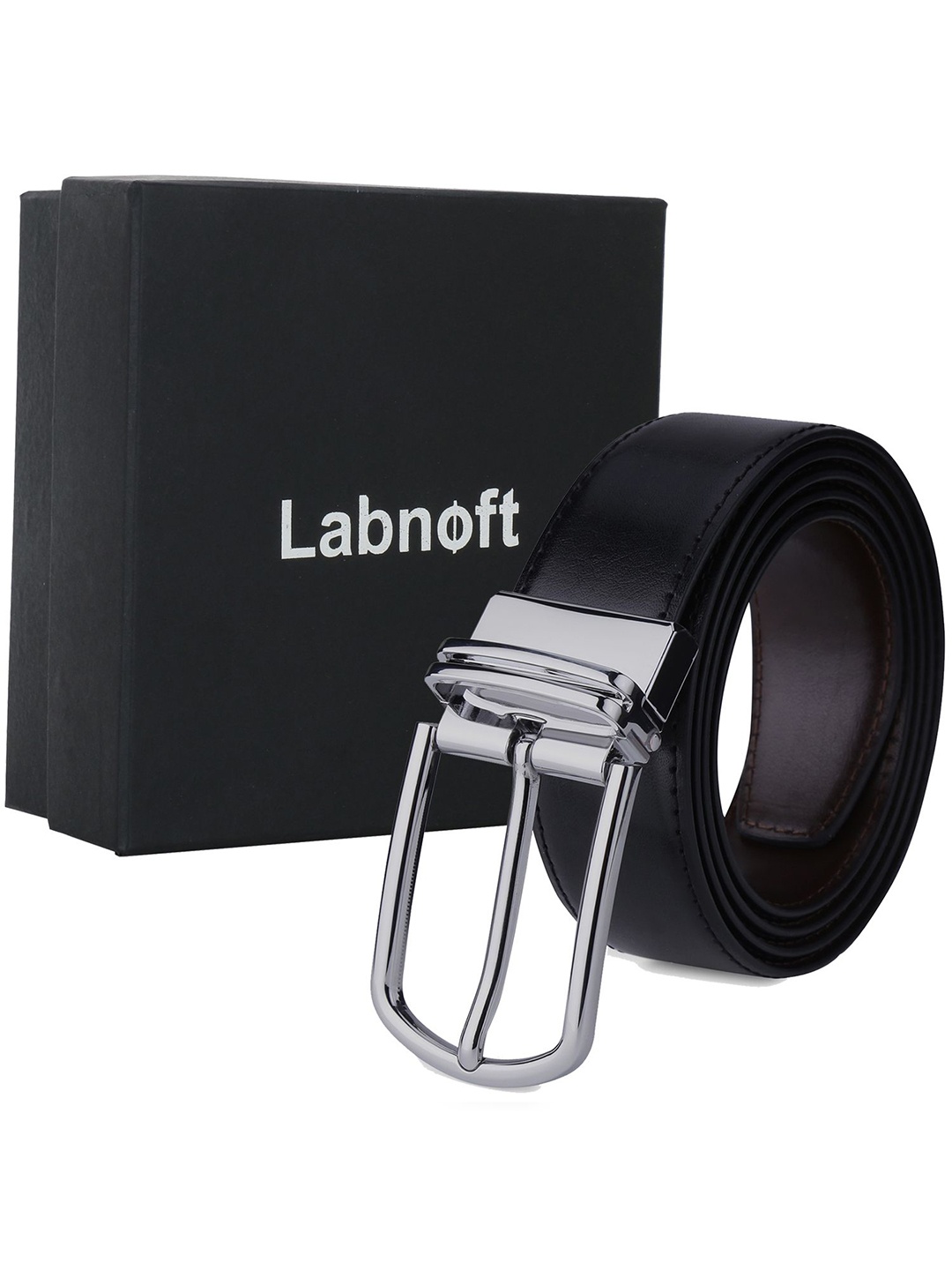 

Labnoft Men PU Reversible Formal Belt, Black