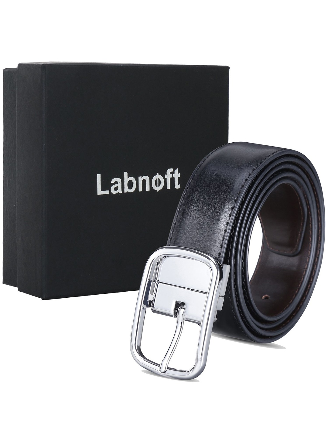 

Labnoft Men PU Reversible Formal Belt, Black