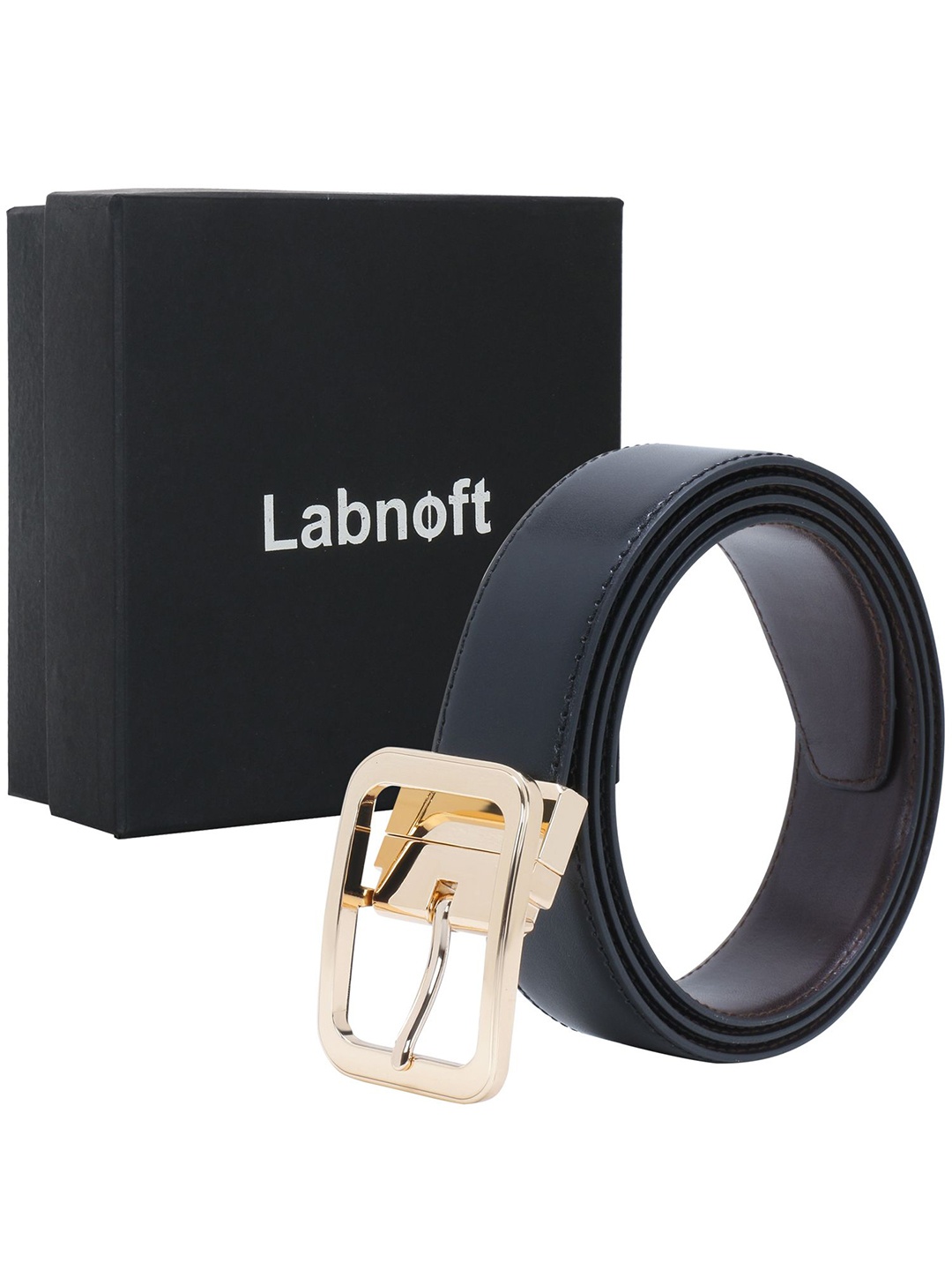 

Labnoft Men PU Reversible Formal Solid Belt, Black